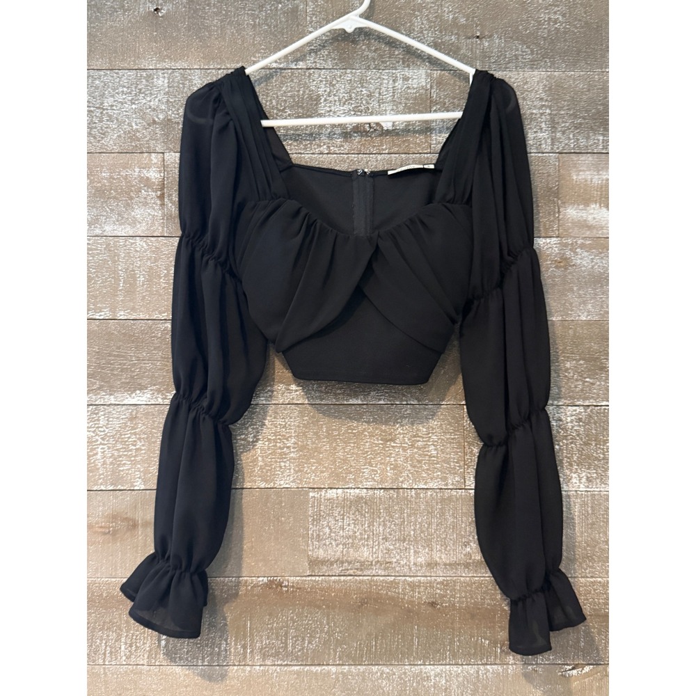 2bella Cropped Blouse Womens Small Black